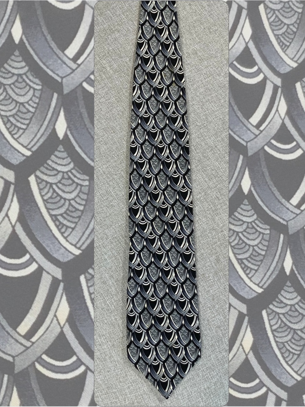 J Garcia Curves and Lines Collection Ten Stonehenge Silk Tie Geometric Vintage